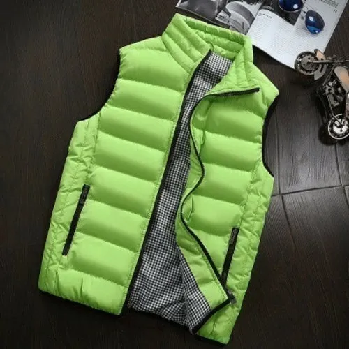 2021 Autumn Winter New Men Cotton Vest Jacket Solid Color Sleeveless