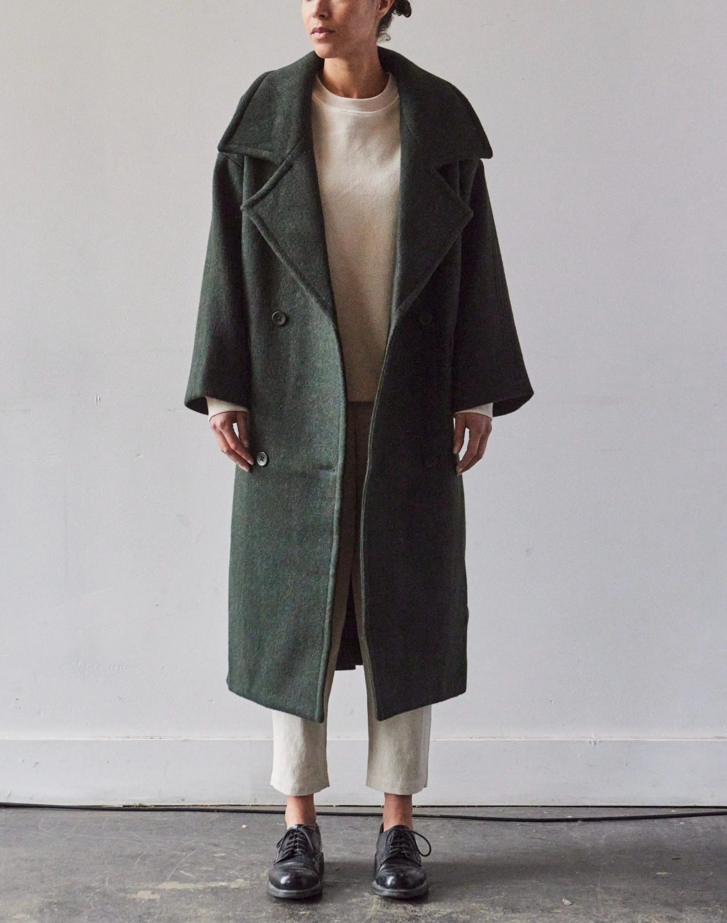 7115 Oversized Wool Coat, Dark Moss