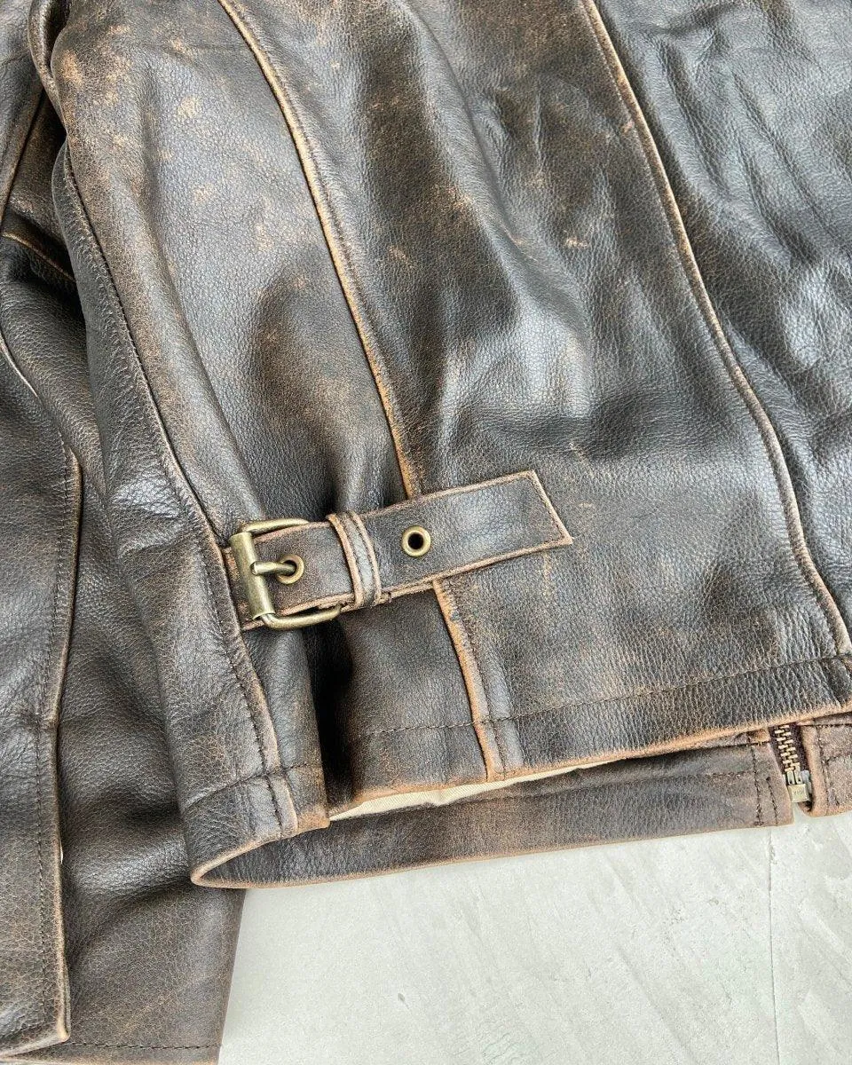 90'S MINIMAL LEATHER JACKET - L