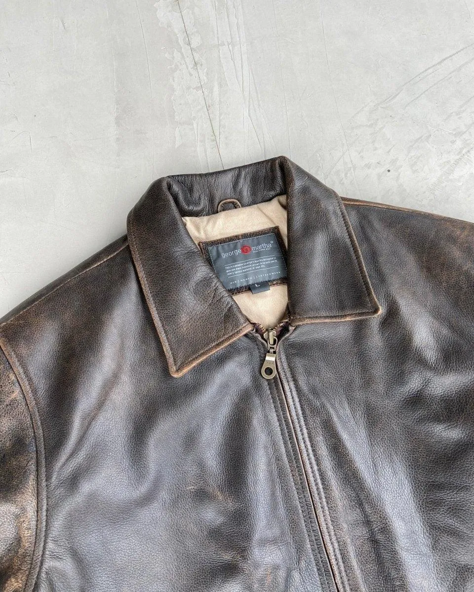 90'S MINIMAL LEATHER JACKET - L