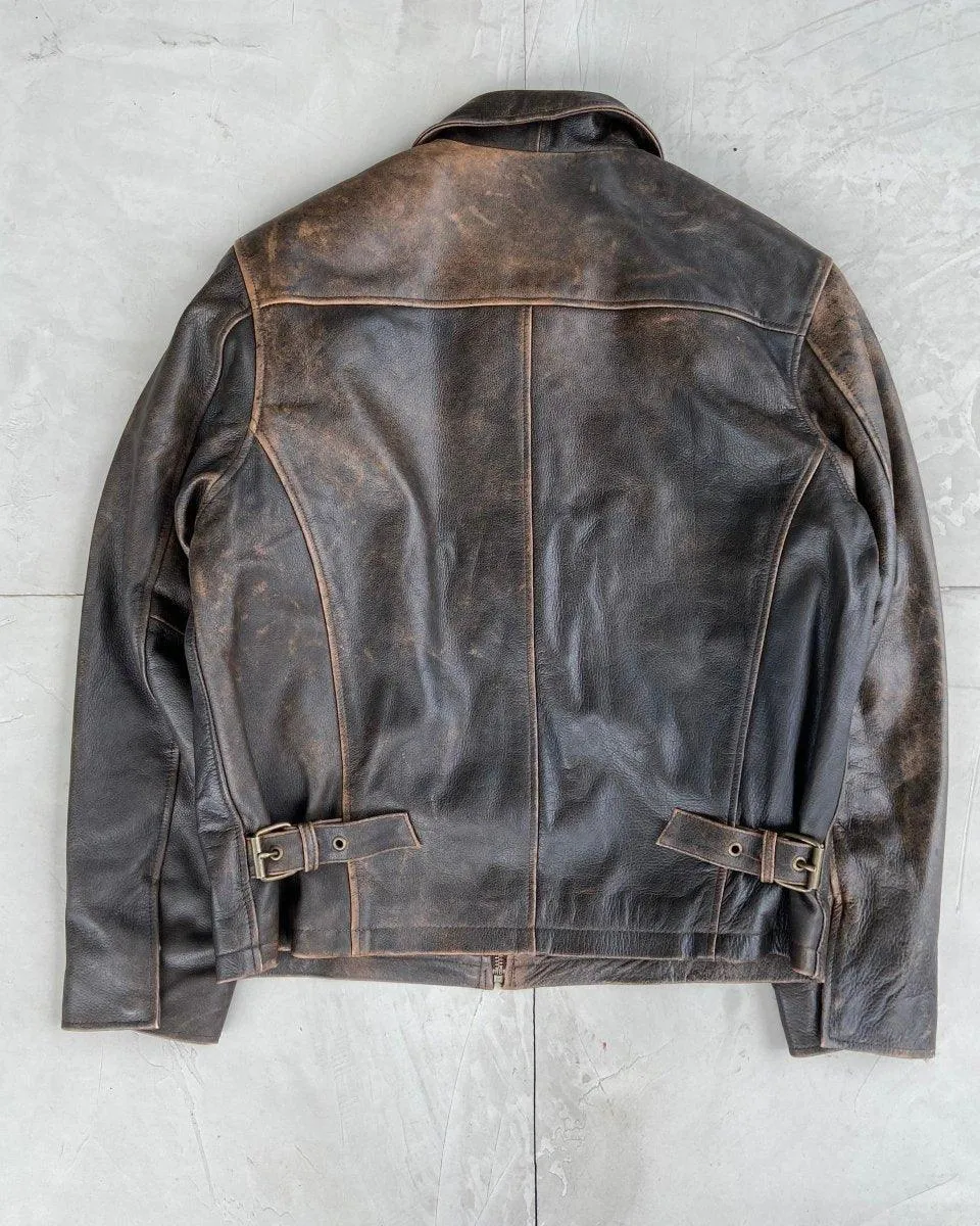 90'S MINIMAL LEATHER JACKET - L