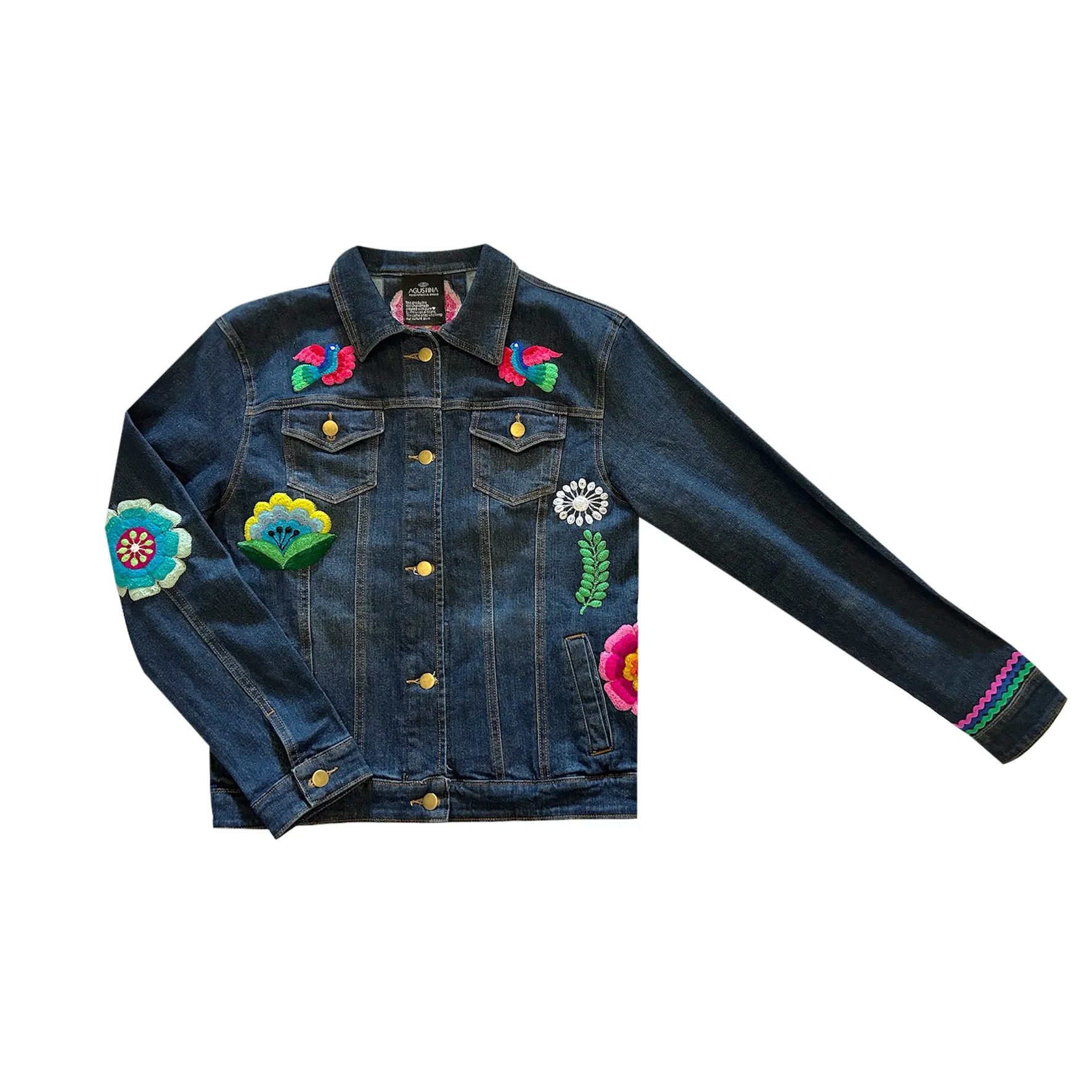 AGUSTINA - EMBROIDERED DENIM JACKET FLOWERS