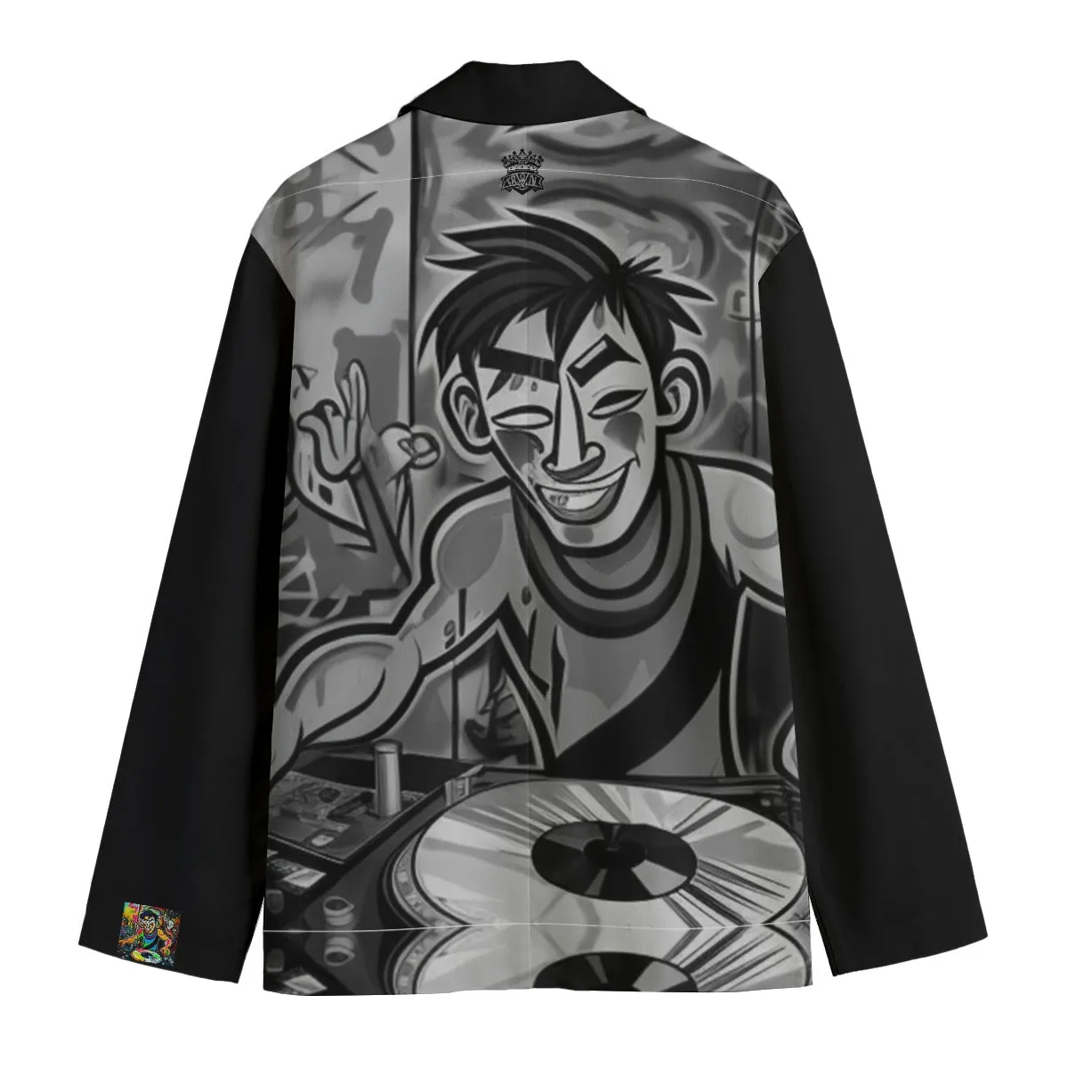 All-Over Print Men's Casual Flat Lapel Collar Blazer | 245GSM Cotton DJ Music Got Mad print