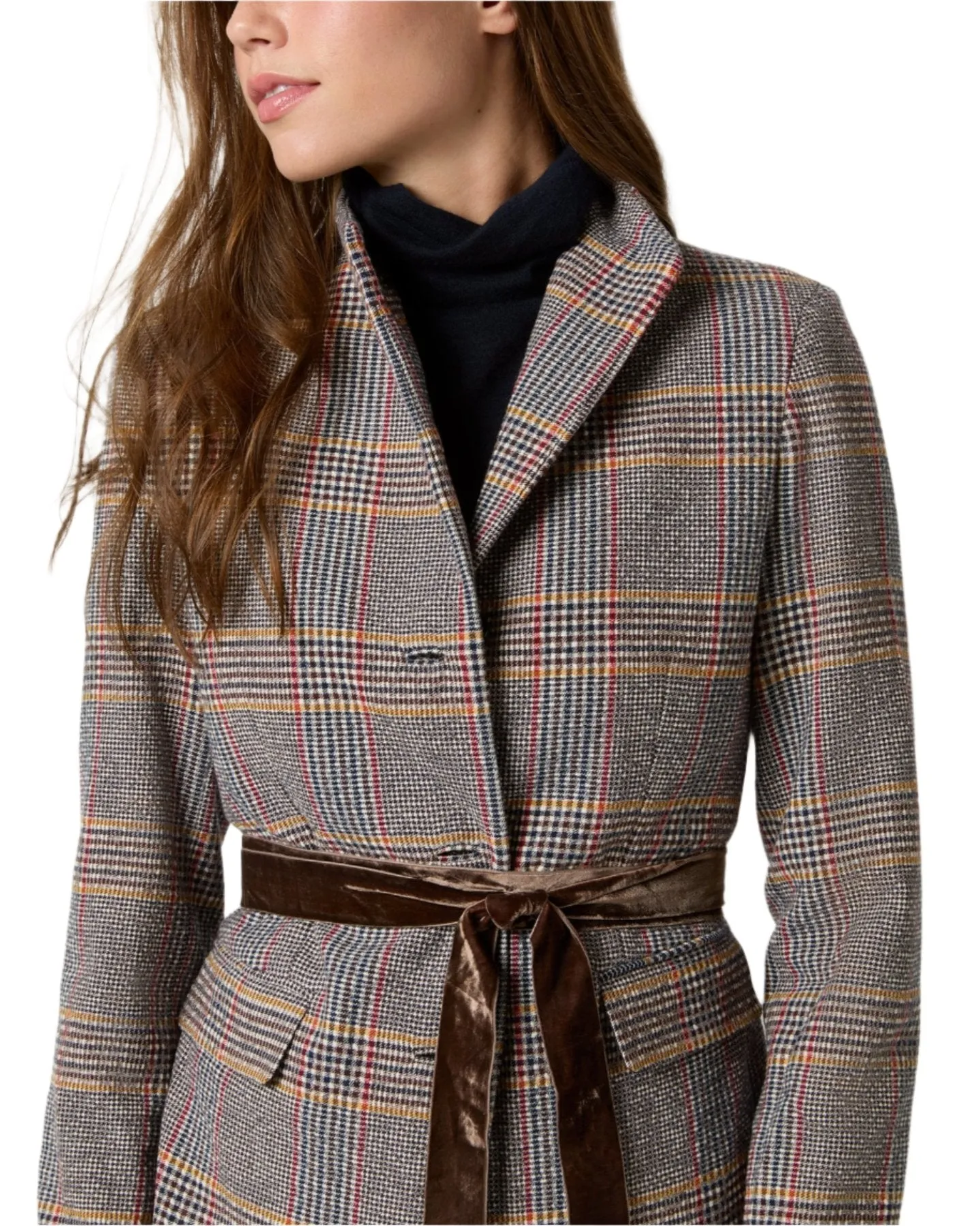 Amelia Blazer (Brown Red/Gold Glen Plaid)