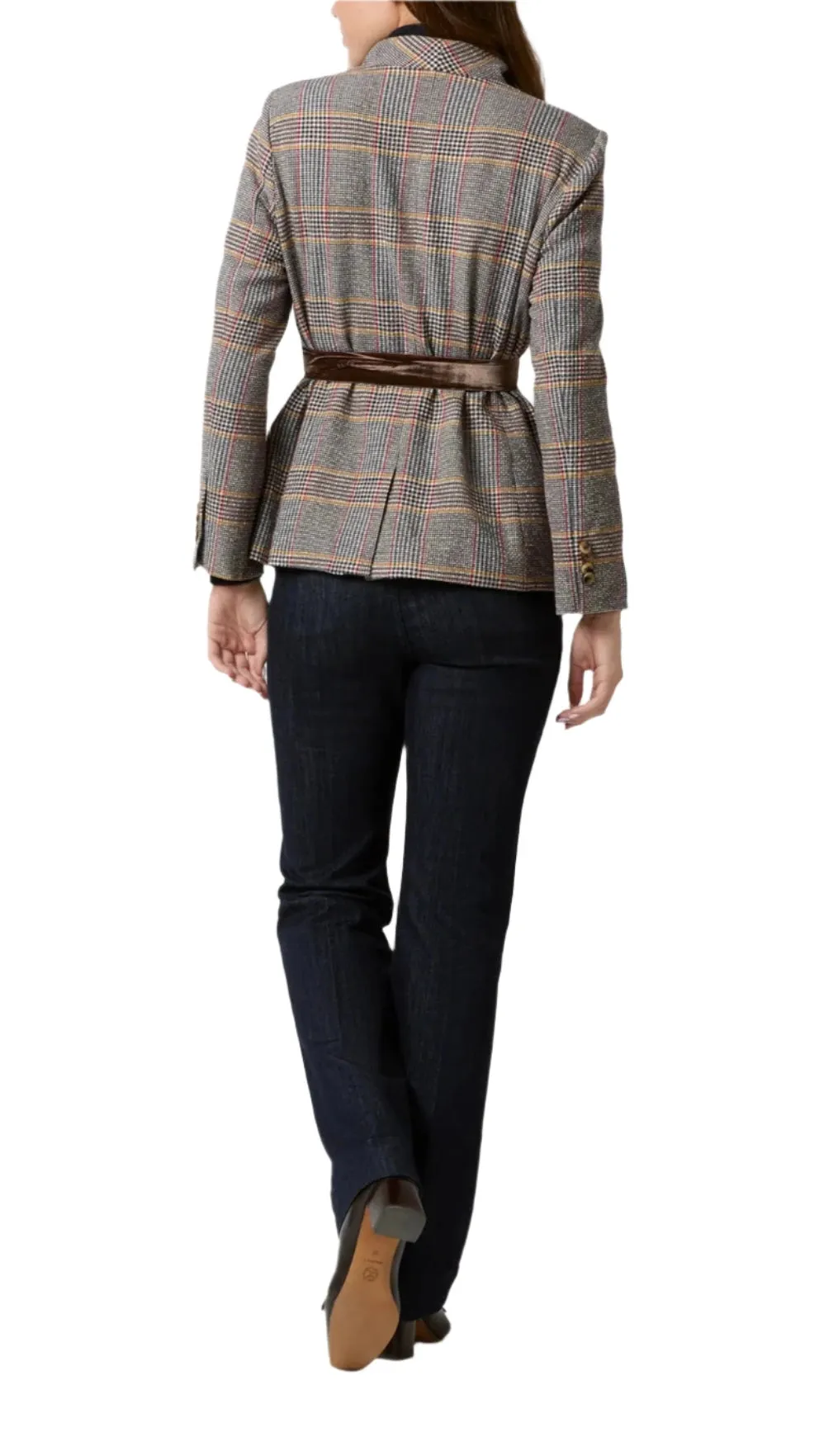 Amelia Blazer (Brown Red/Gold Glen Plaid)