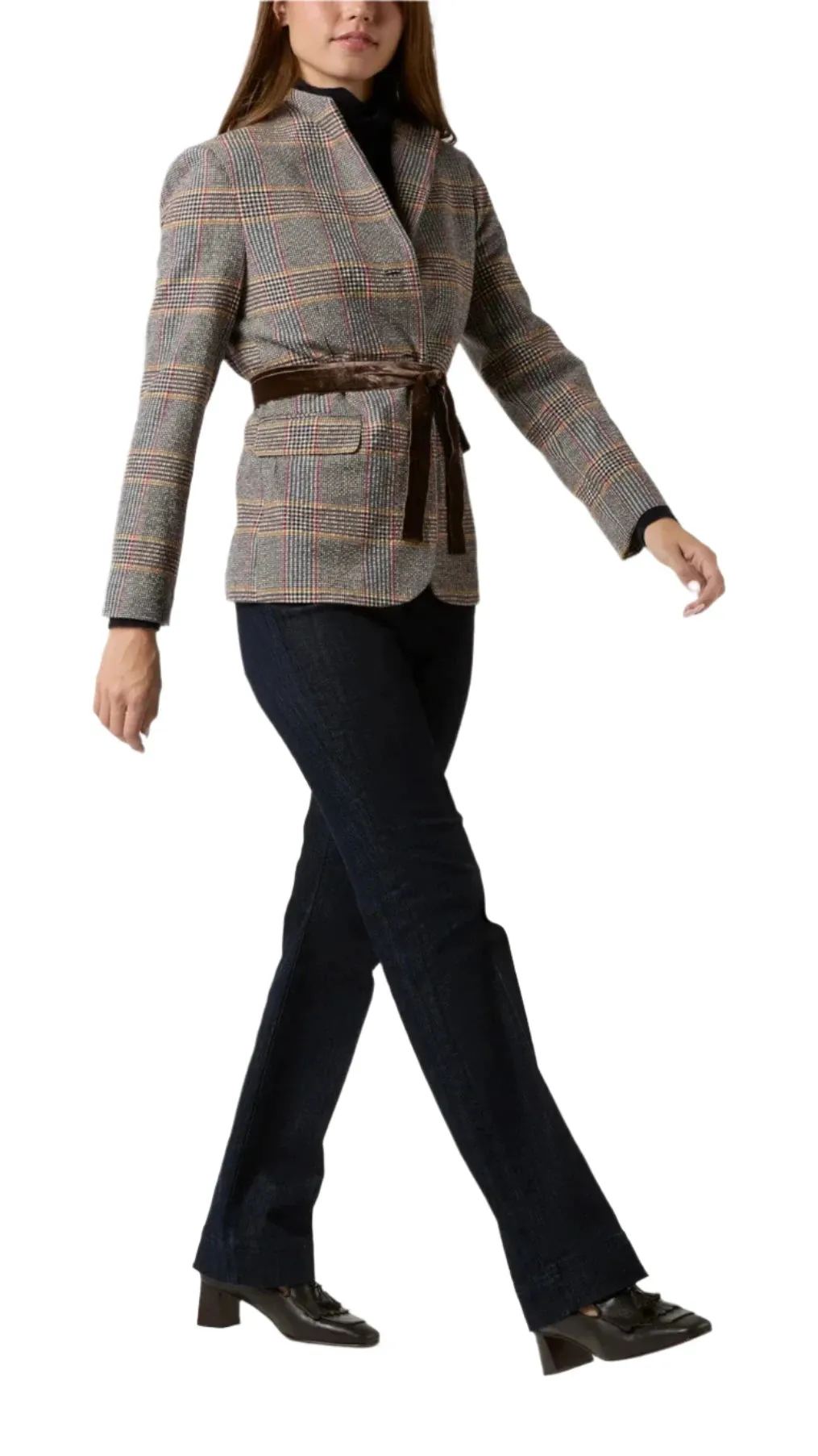 Amelia Blazer (Brown Red/Gold Glen Plaid)