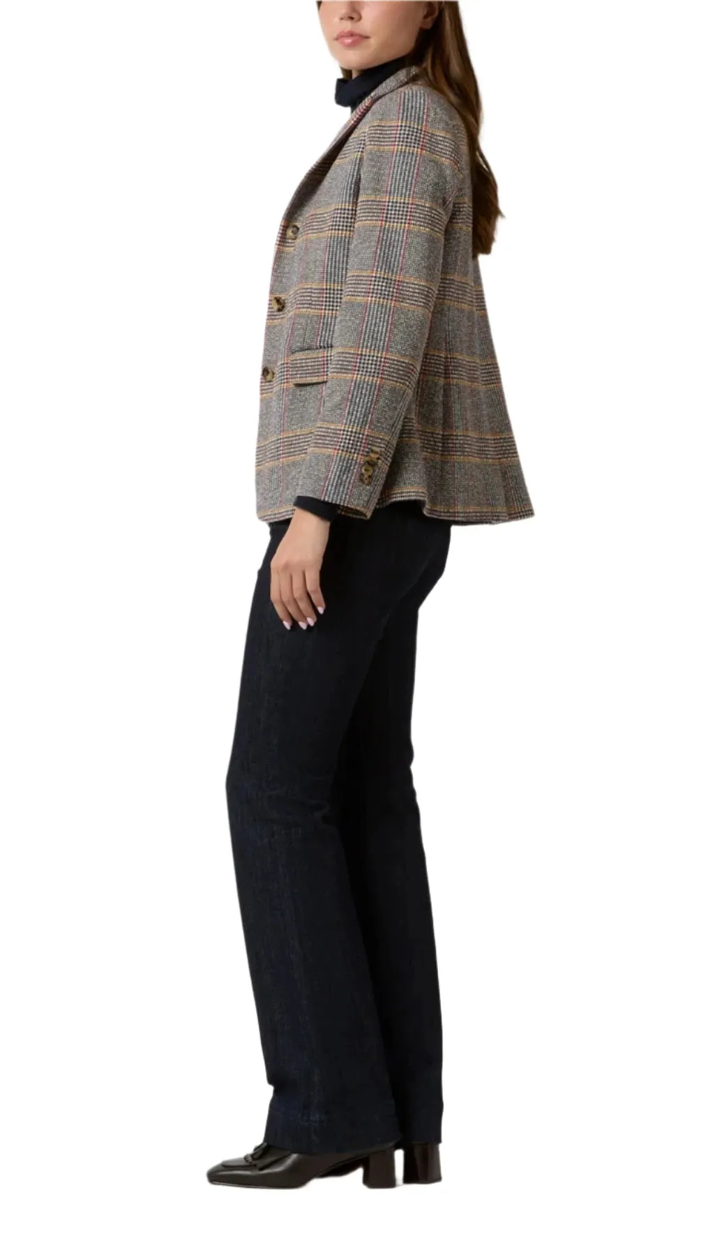 Amelia Blazer (Brown Red/Gold Glen Plaid)