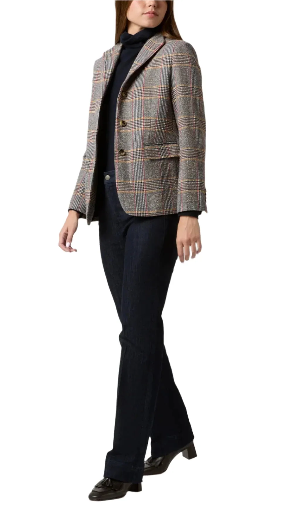 Amelia Blazer (Brown Red/Gold Glen Plaid)