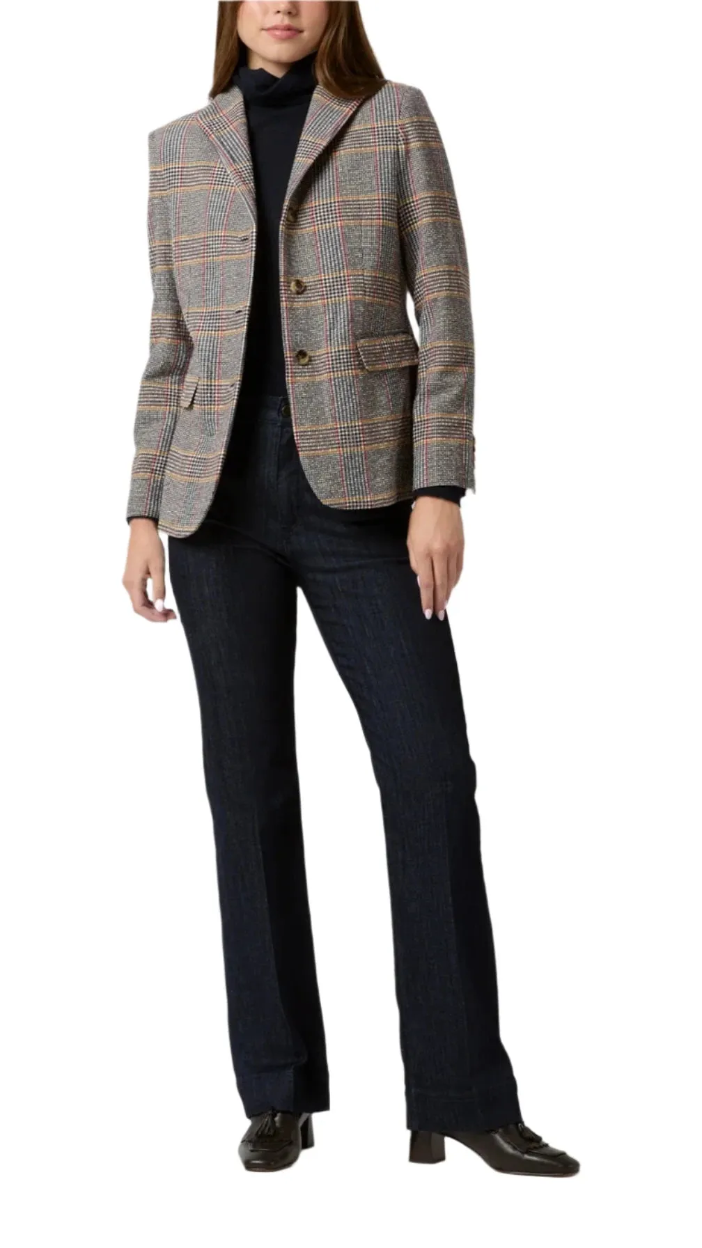 Amelia Blazer (Brown Red/Gold Glen Plaid)