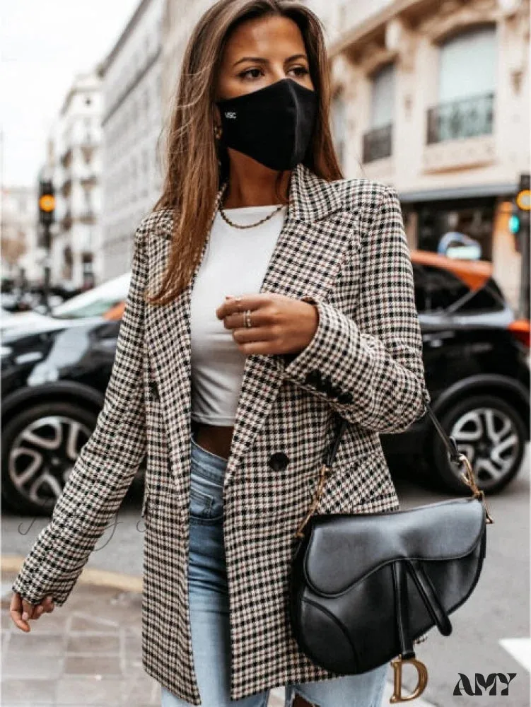 Amy Fashion - Women Vintage Tweed Suits Blazers