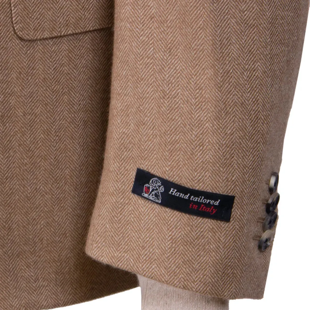 Beige Herringbone Pure Cashmere Jacket