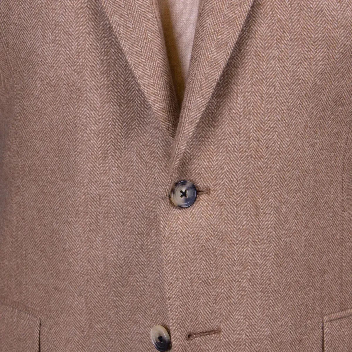 Beige Herringbone Pure Cashmere Jacket