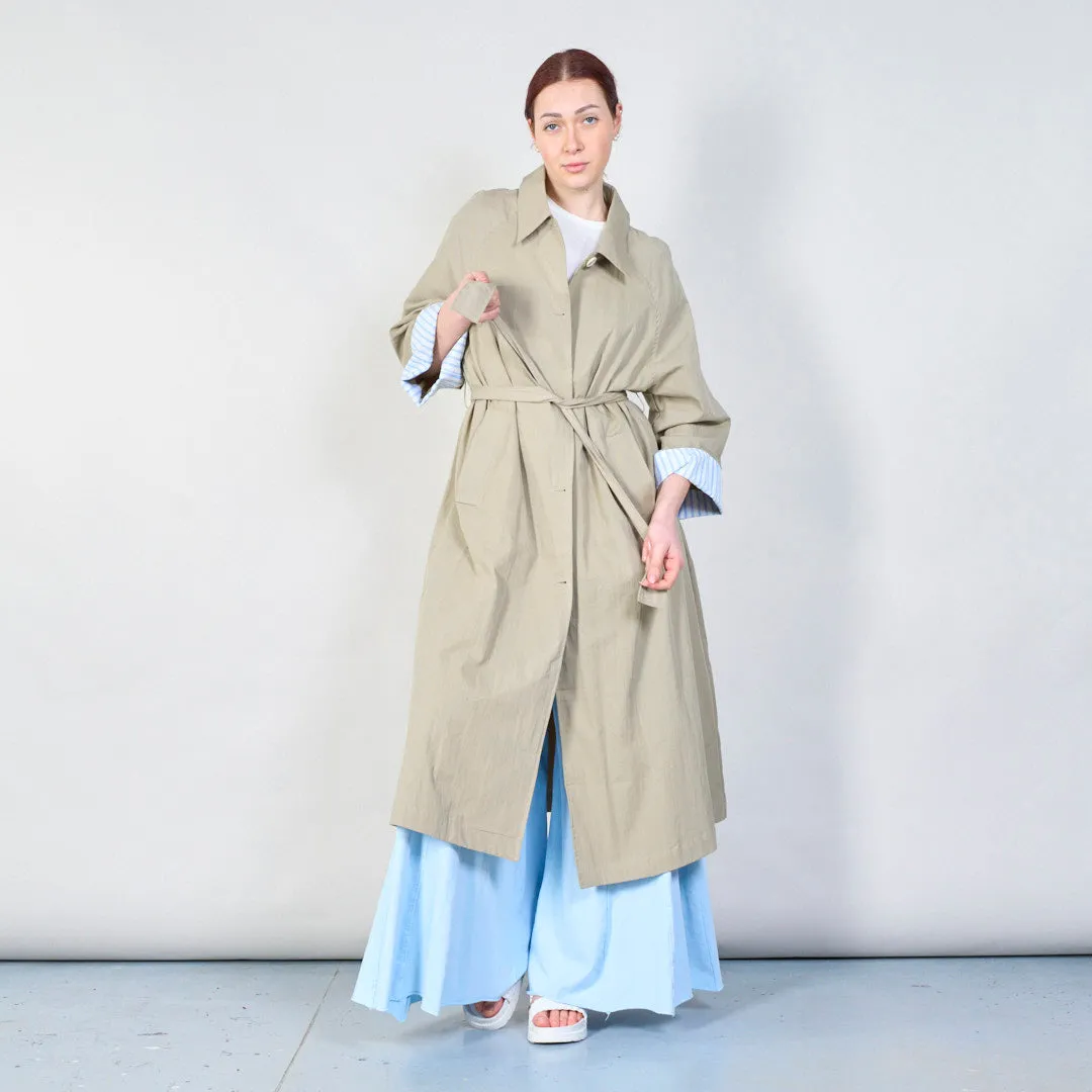 Belted trench coat with contrast cuffs wholesale