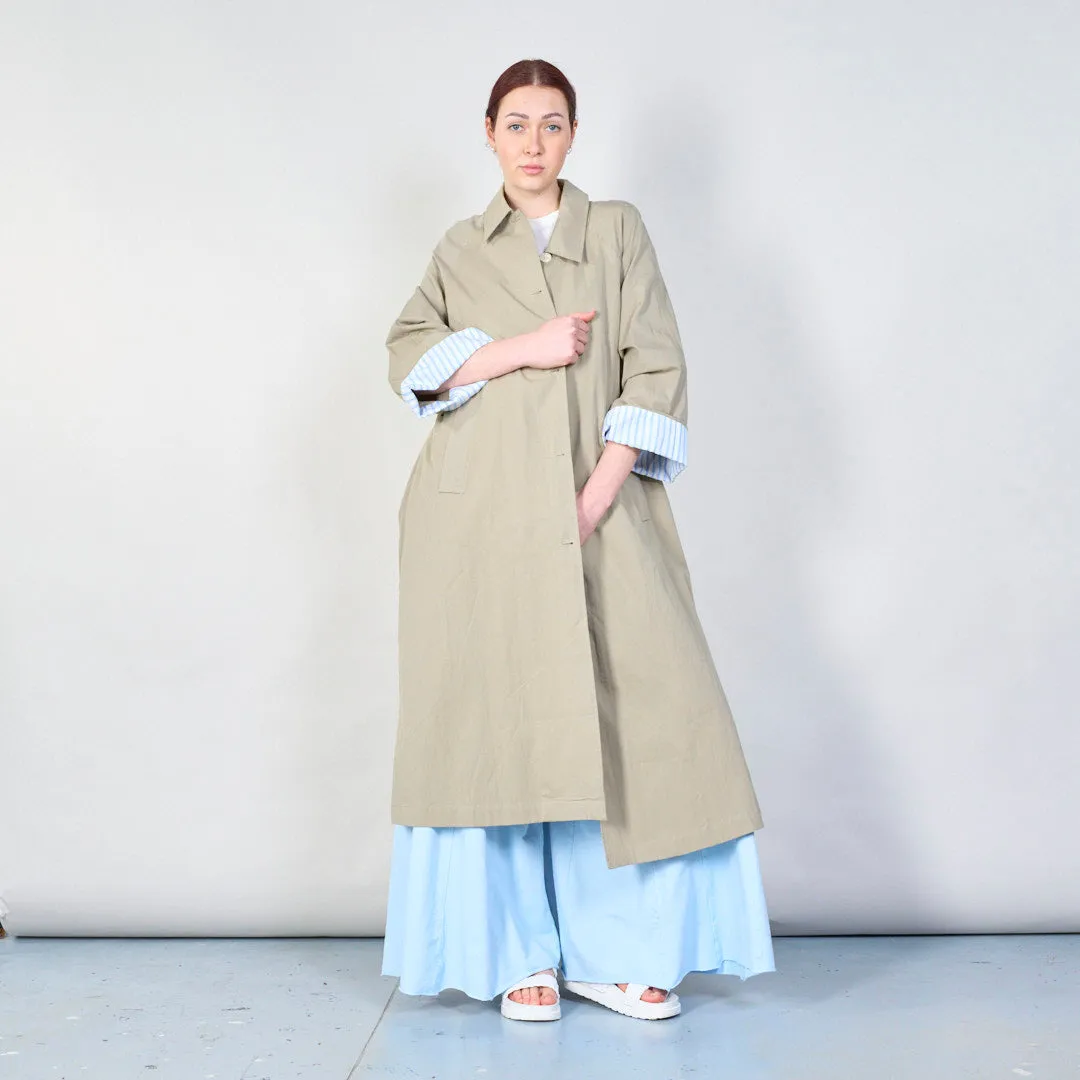 Belted trench coat with contrast cuffs wholesale