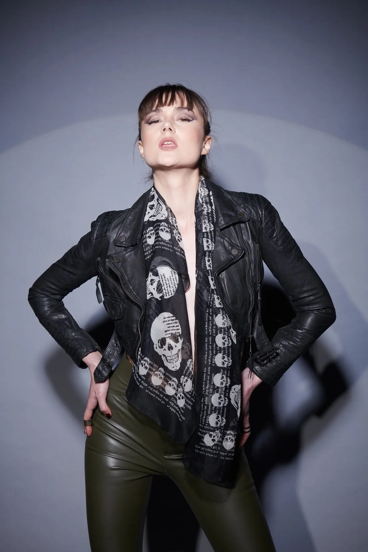 Black Classic Biker Jacket In Buff Aegean Leather For Women Brune & Bareskin