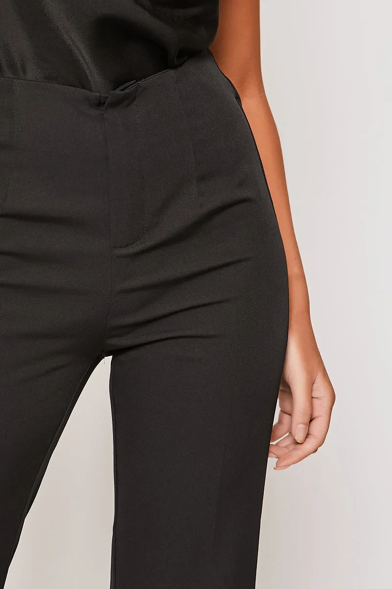 Brigitte - Black Tailored High Waisted Flare Trousers