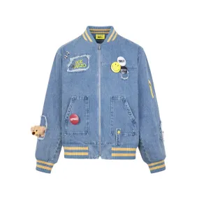 Broken Pin Denim Jacket in Blue