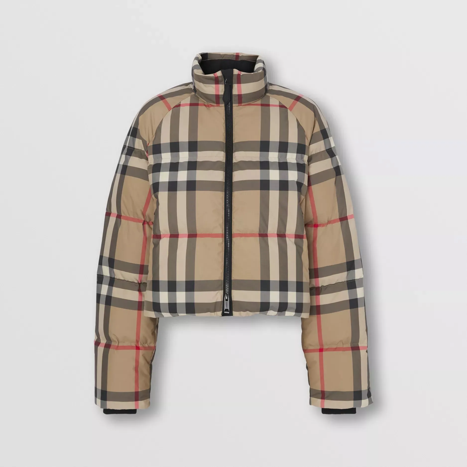 BURBERRY ALSHAM CHECK CROP DOWN JACKET