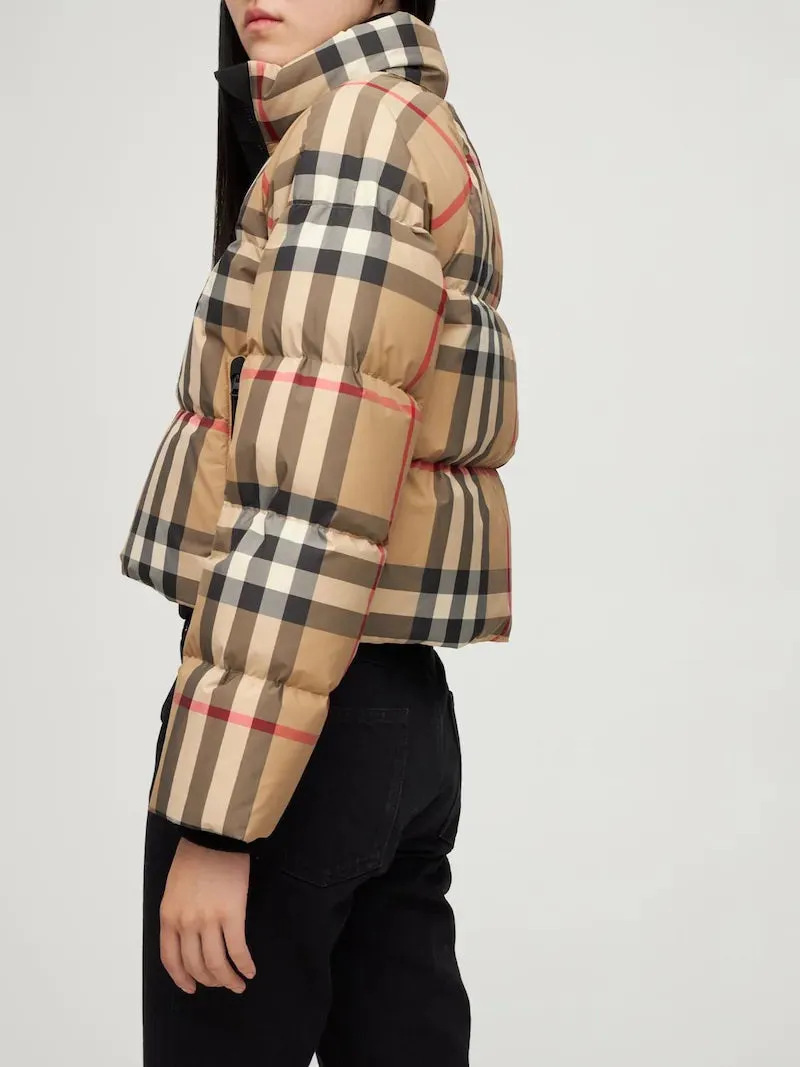 BURBERRY ALSHAM CHECK CROP DOWN JACKET