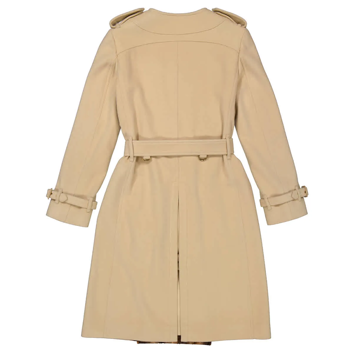 BURBERRY SOFT FAWN V-NECK CASHMERE WOOL BLEND TRENCH COAT