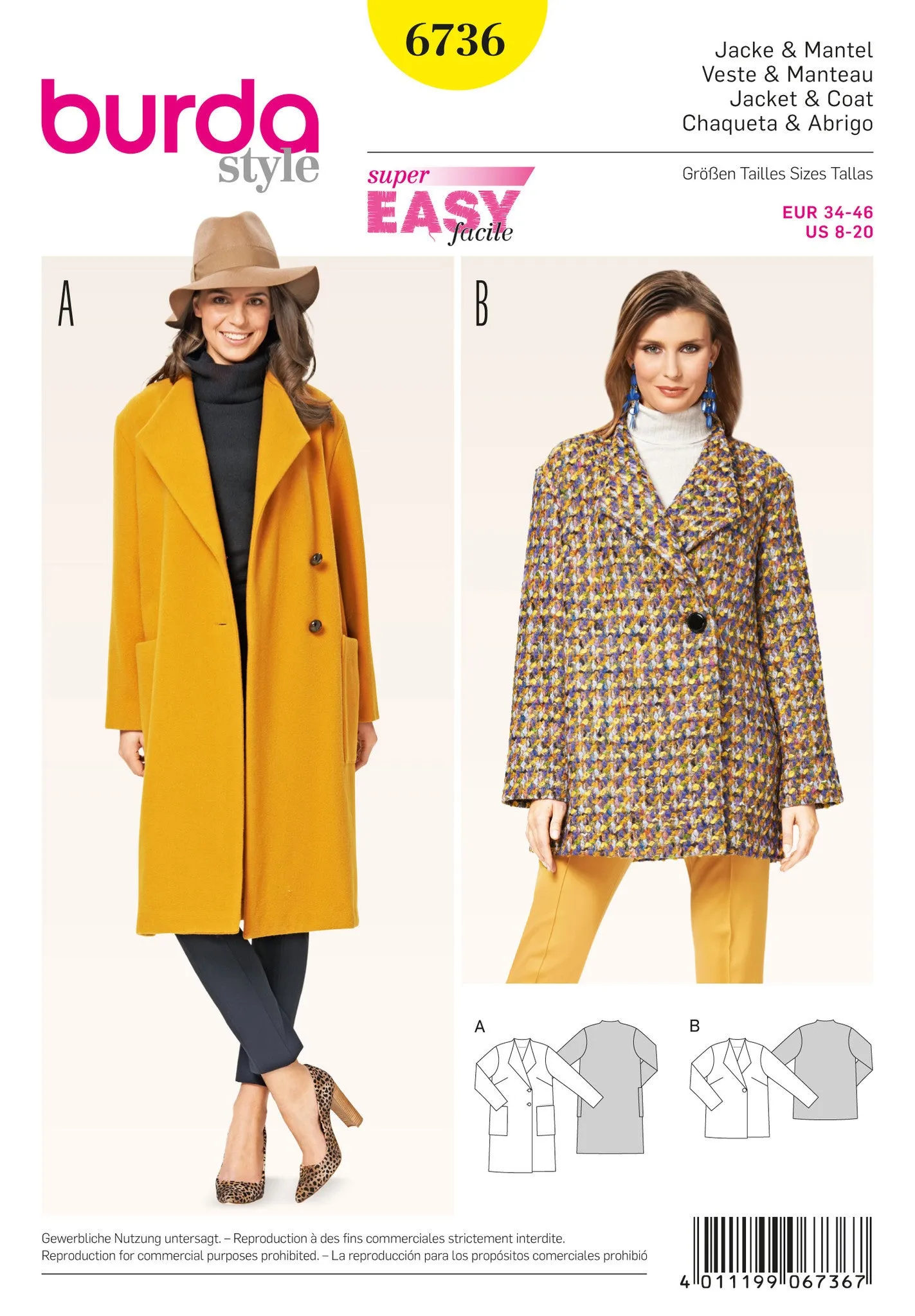 Burda 6736 Misses Jackets and Coats pattern