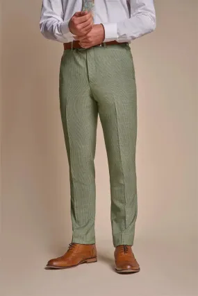 Caridi - Men's Sage Green Checked Trousers