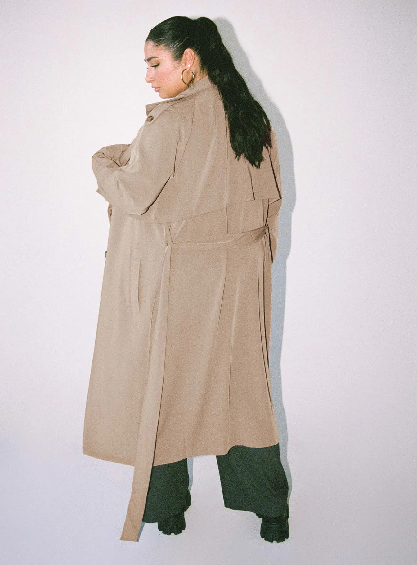 Cassie Trench Coat Beige Curve