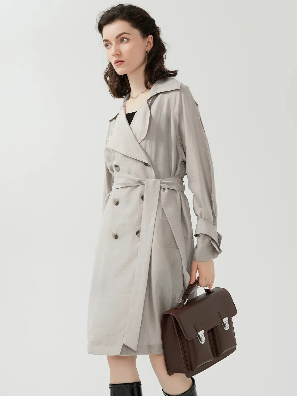 Casual Lapel Double Breasted Trench Coat