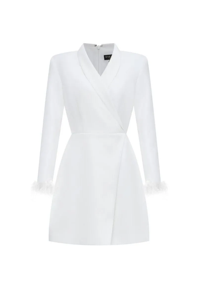 CATALINA FEATHER CUFF BLAZER DRESS