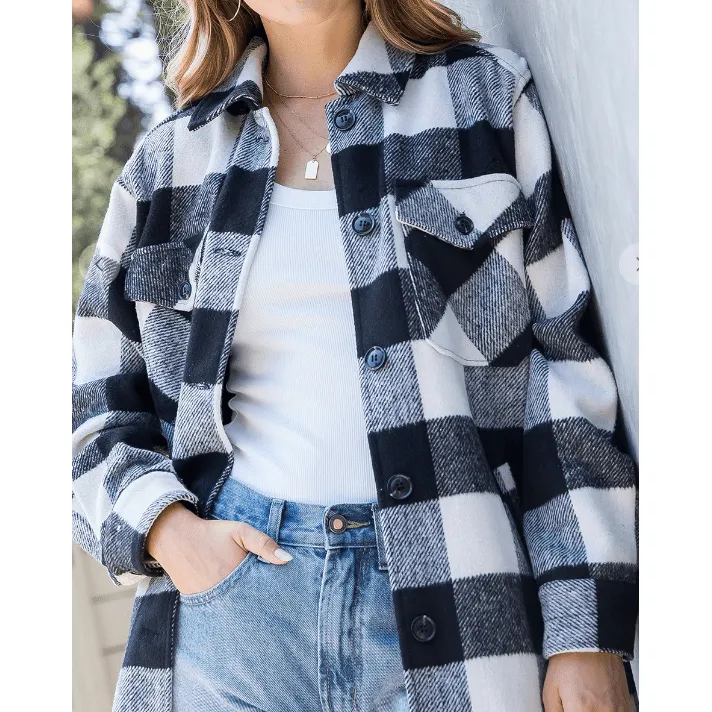 Checkered Oversized  Button Down Jacket