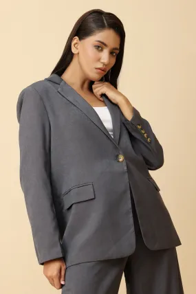 CLASSIC LAPEL TAILORED BLAZER-GREY