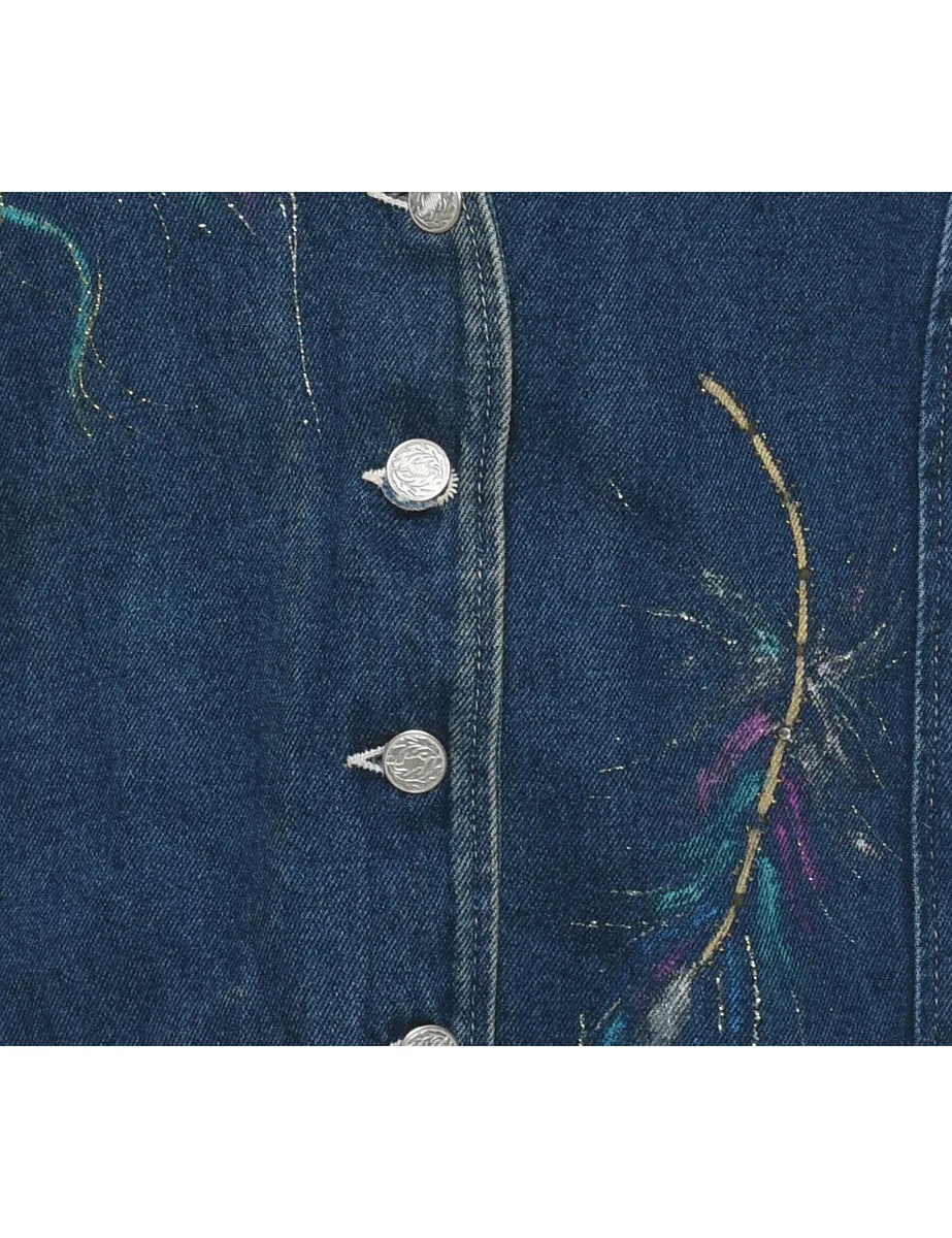 Dark Wash Denim Jacket Vest - L