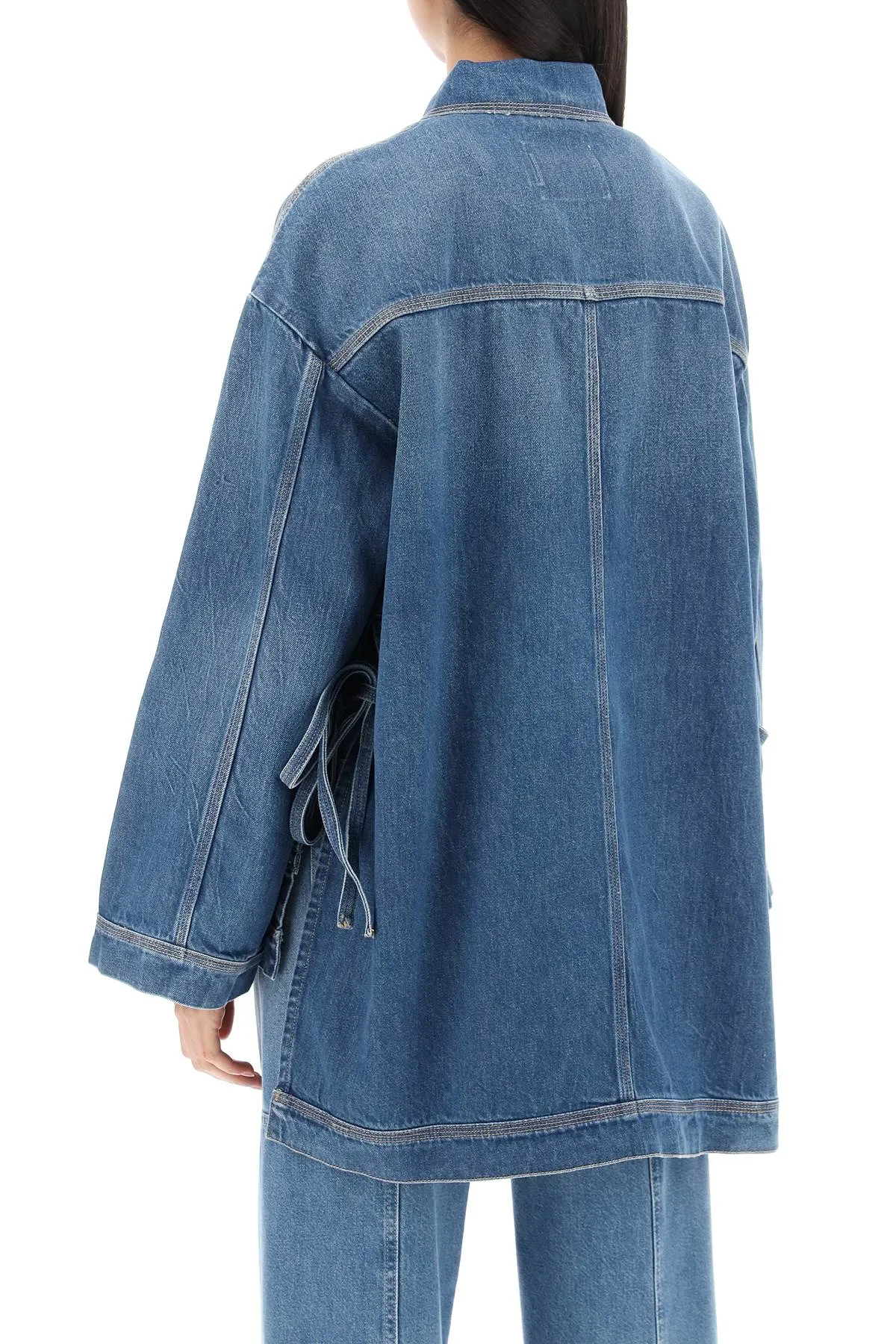 denim overshirt with side slits