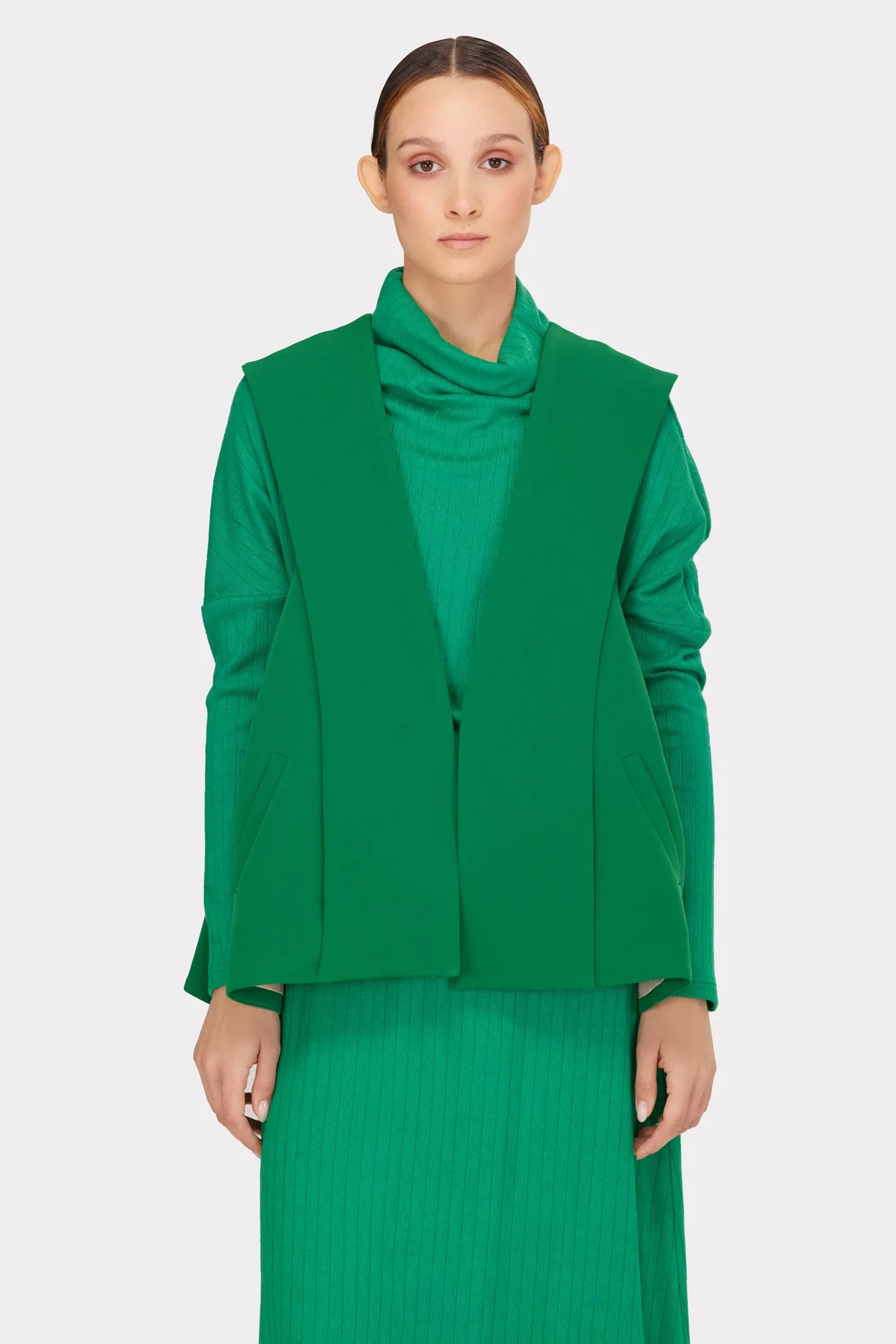 Designer Blazer Vest Green