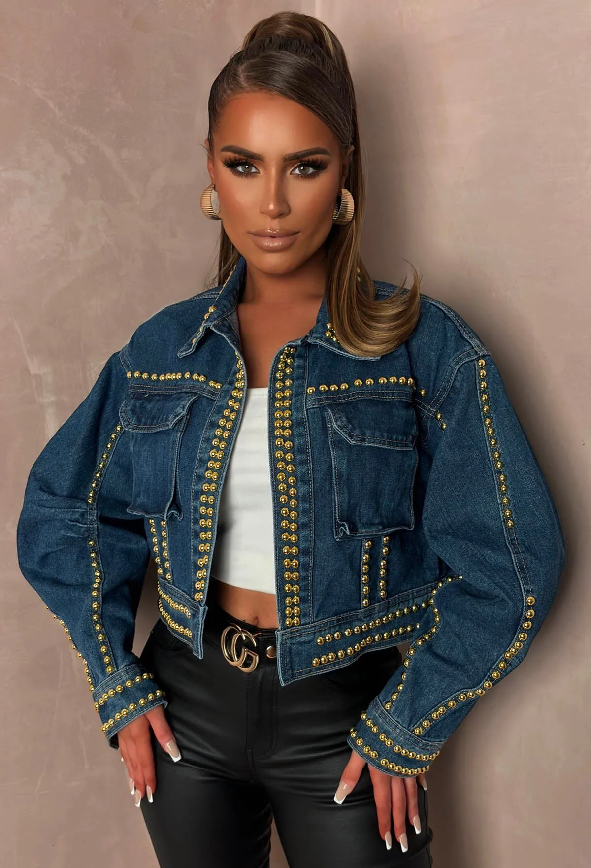 Destination Denim Light Blue Studded Denim Jacket