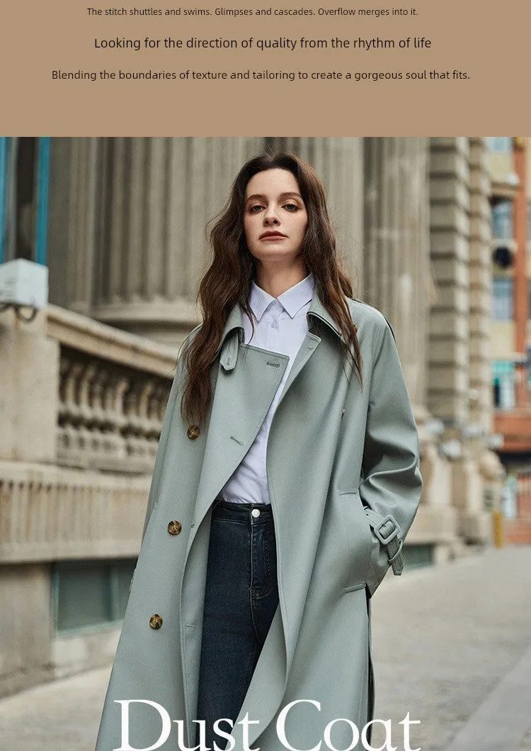 Detachable Double Collar Extended Trench Coat Retro British Style Coat 2024 Spring & Fall New Arrival