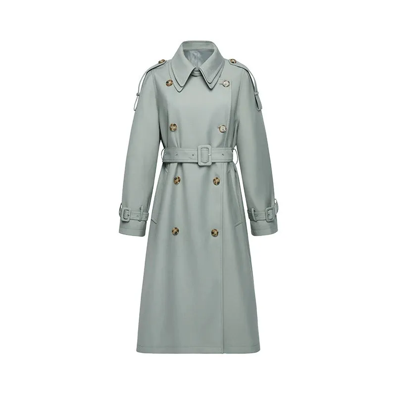 Detachable Double Collar Extended Trench Coat Retro British Style Coat 2024 Spring & Fall New Arrival