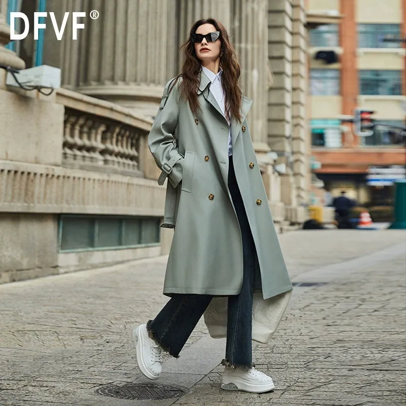 Detachable Double Collar Extended Trench Coat Retro British Style Coat 2024 Spring & Fall New Arrival