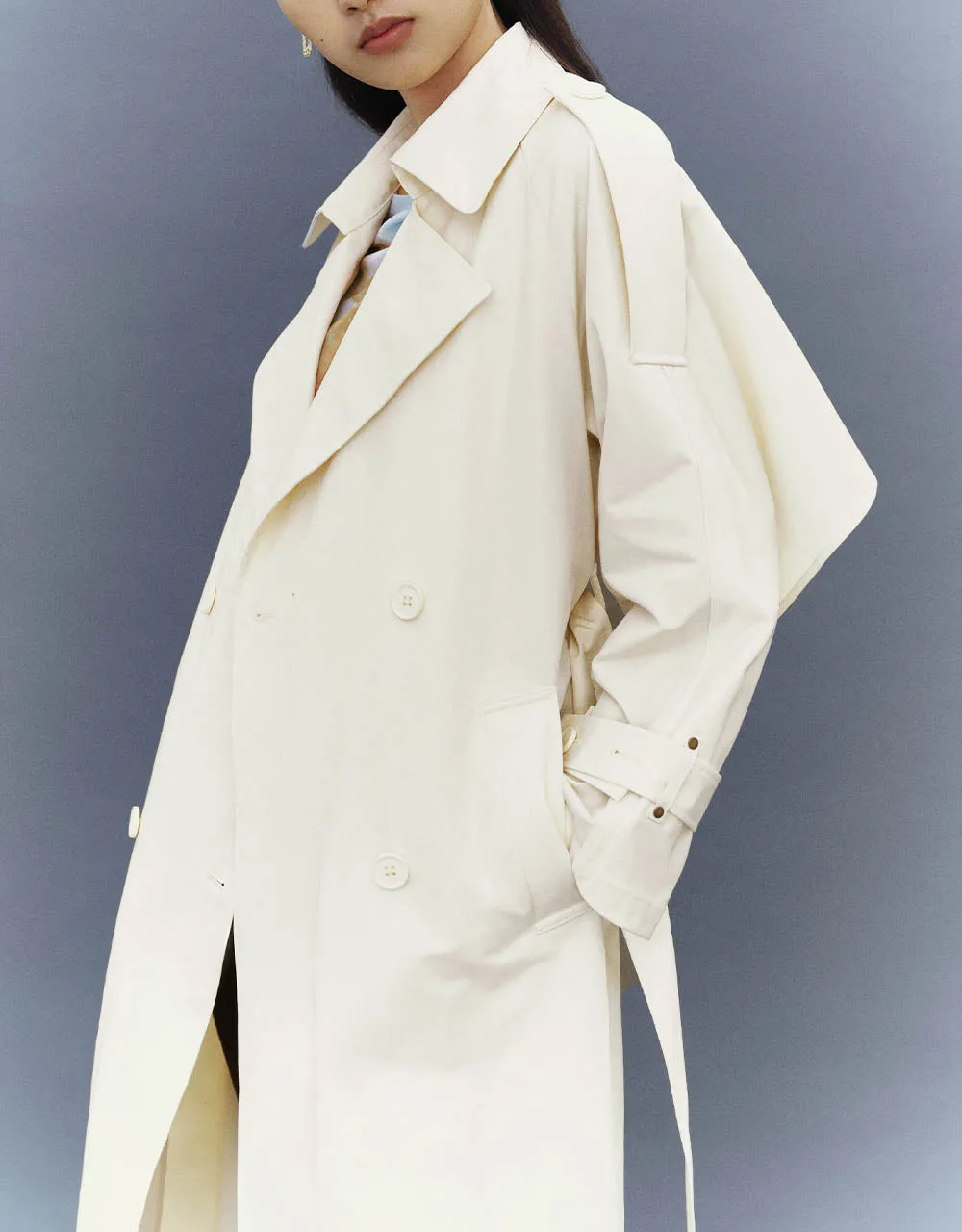 Double Breasted Notch Lapel Trench Coat