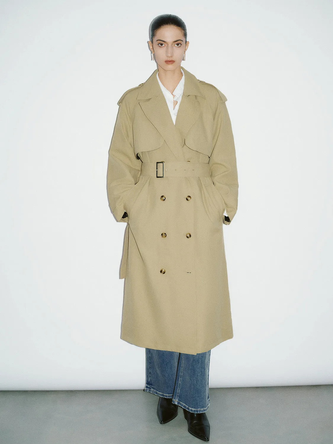 Double Breasted Trench Coat With Belt