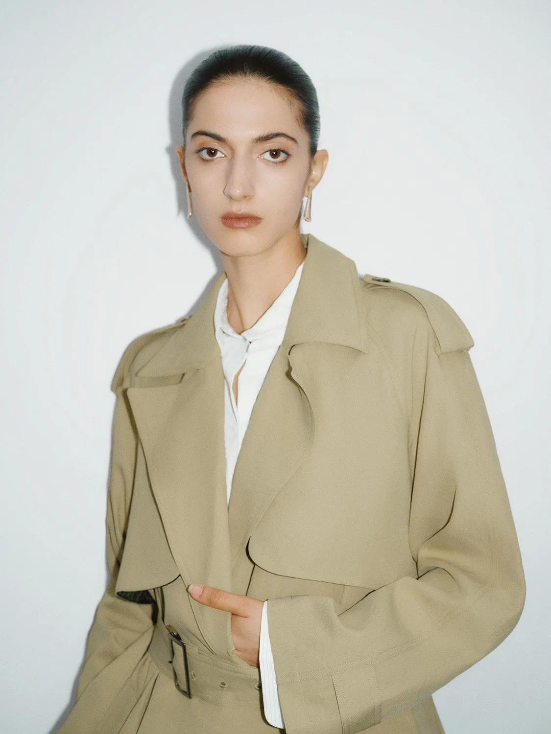 Double Breasted Trench Coat With Belt