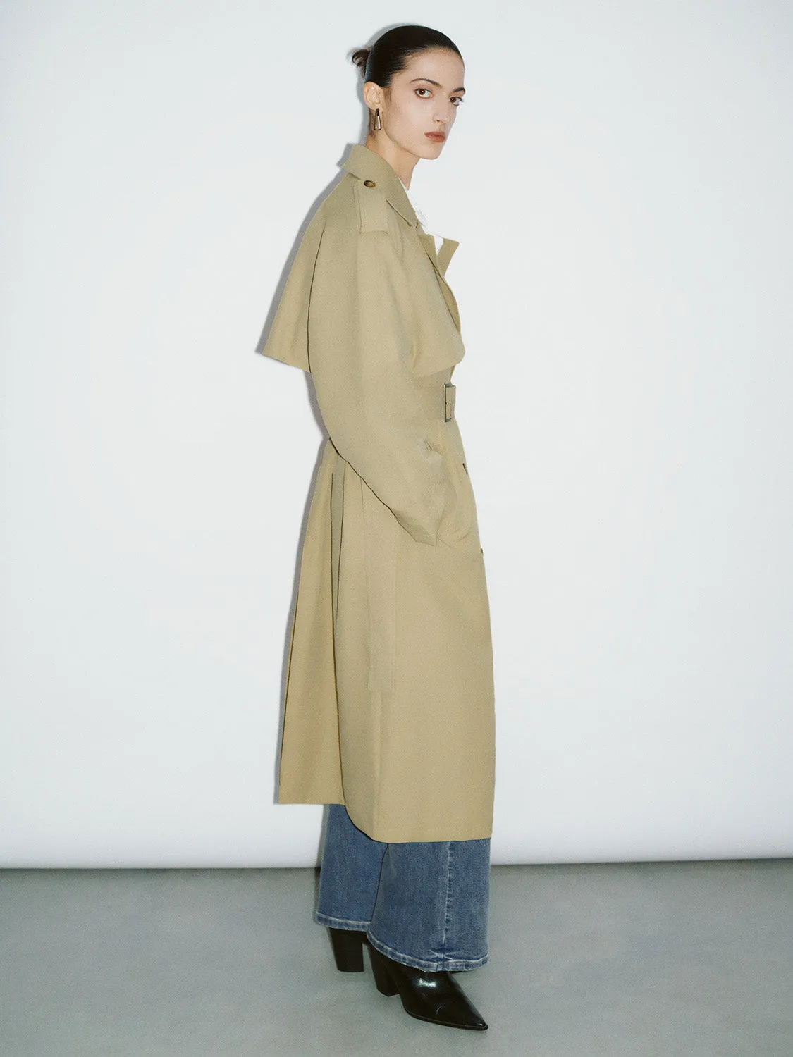 Double Breasted Trench Coat With Belt