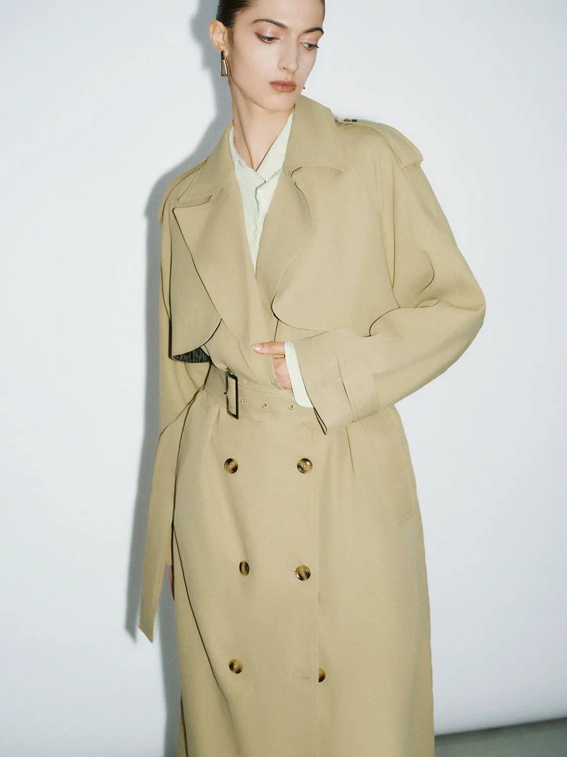 Double Breasted Trench Coat With Belt