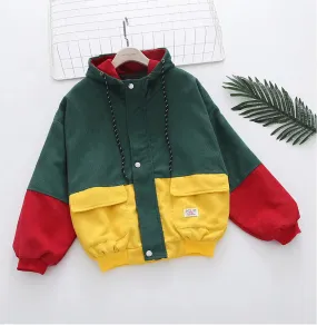 Flytonn-cute winter outfits casual winter outfits christmas outfit party look inspos Long Sleeve Cute Colors Combination Hooded Corduroy Jacket