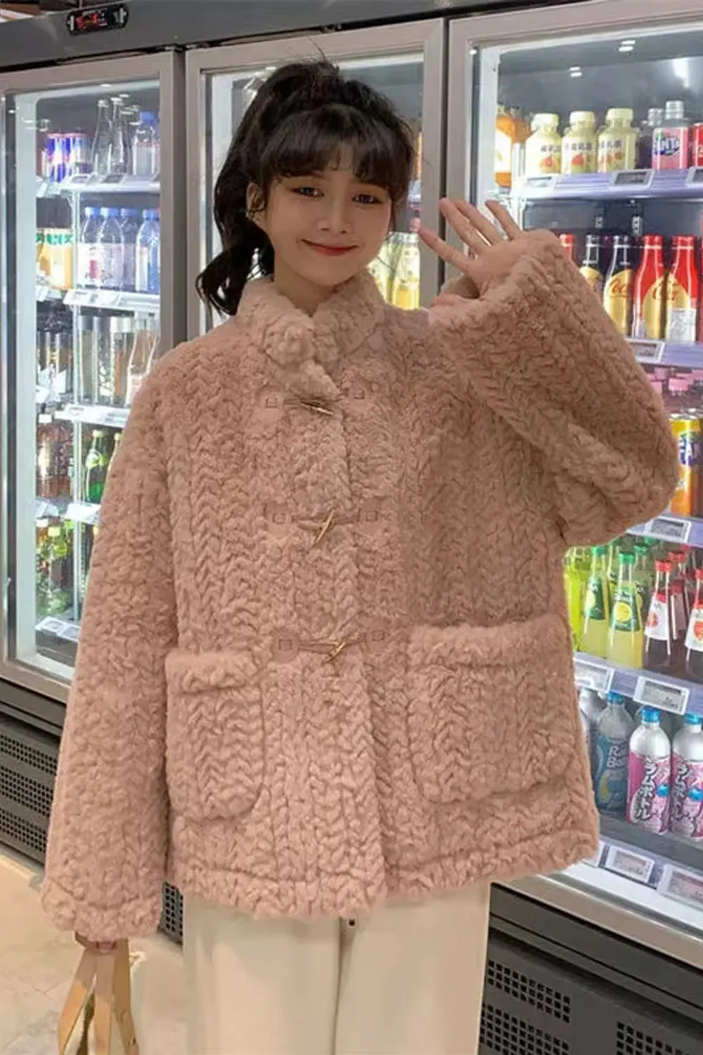 Flytonn-cute winter outfits casual winter outfits christmas outfit party look inspos Loose Wool Knitting Casual Jacket