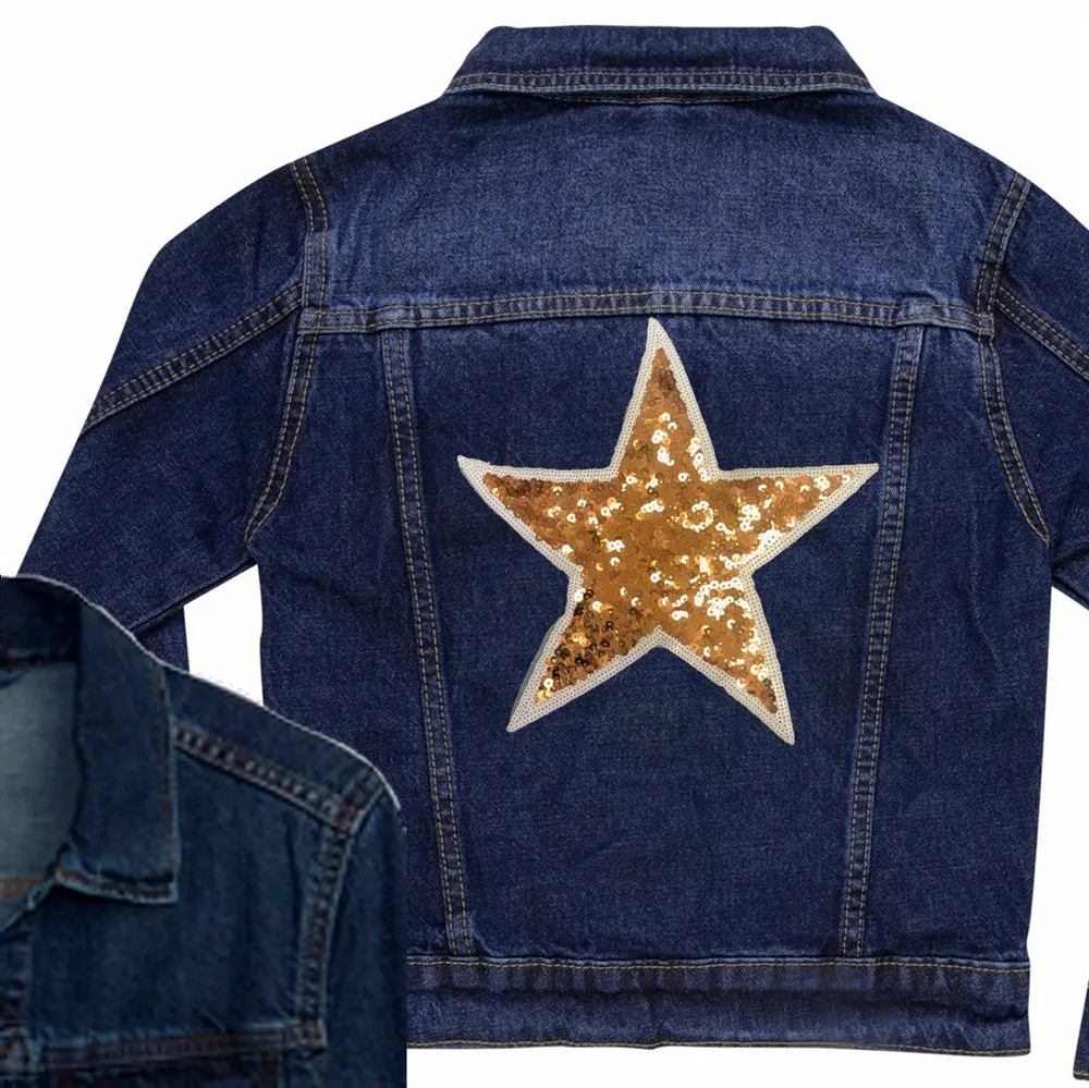 Gold Sequin Star Denim Jacket