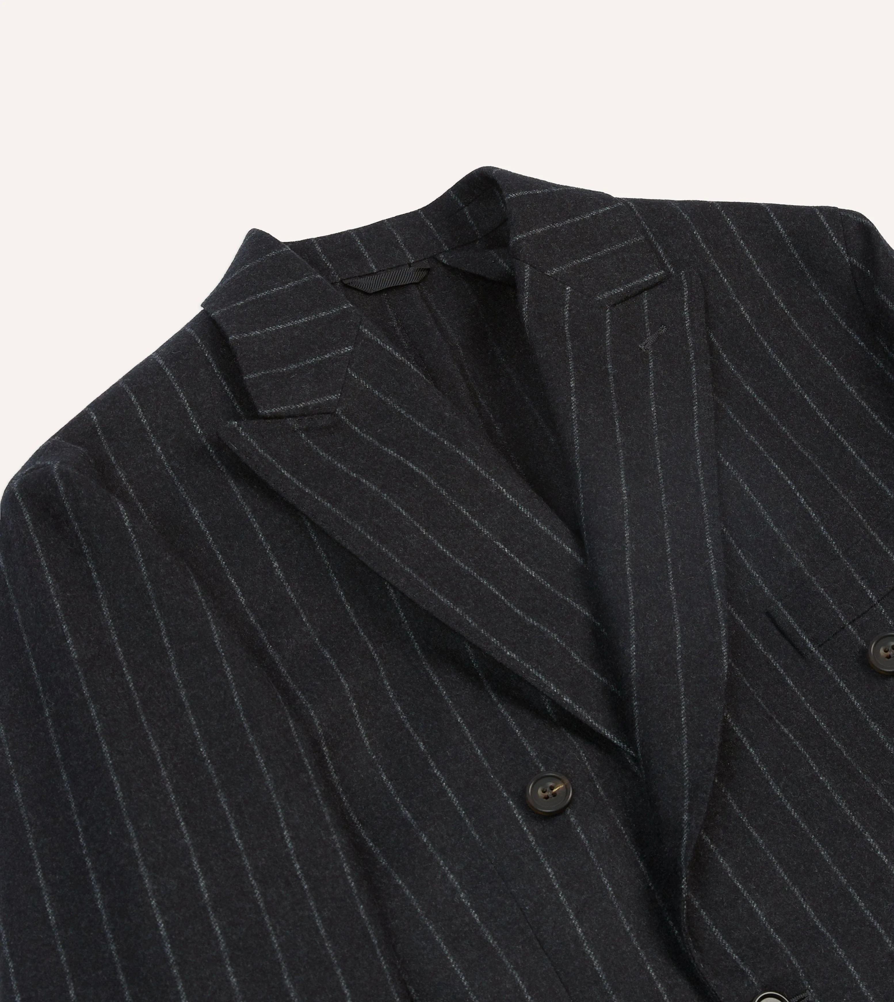 Grey Chalkstripe Wool Double-Breasted Tailored Jacket