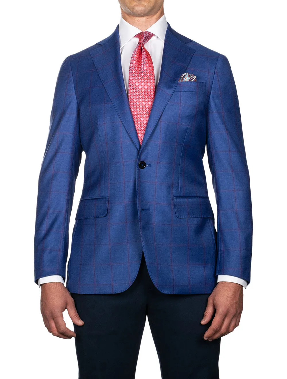 Half Lined Check Sports Jacket Blue