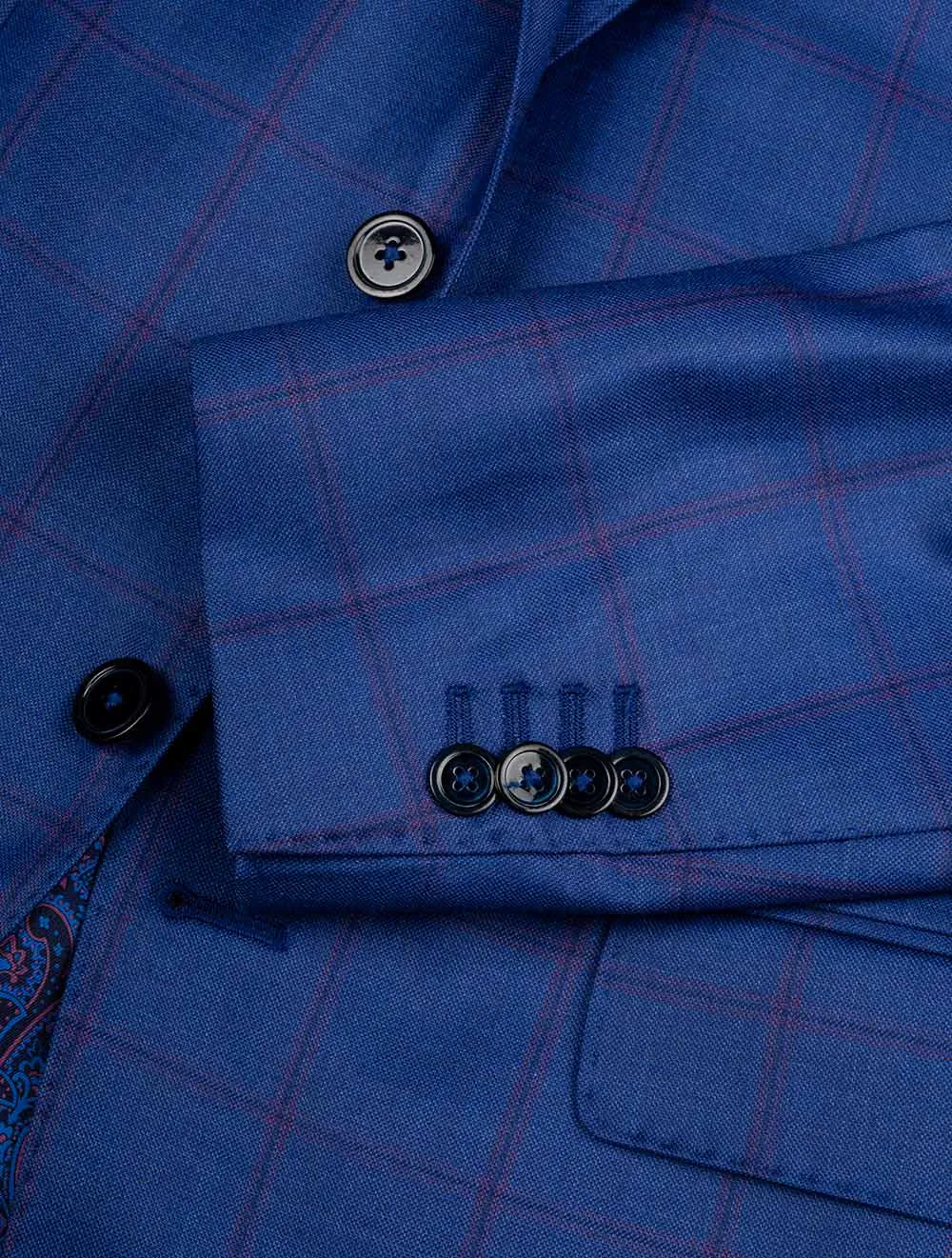 Half Lined Check Sports Jacket Blue