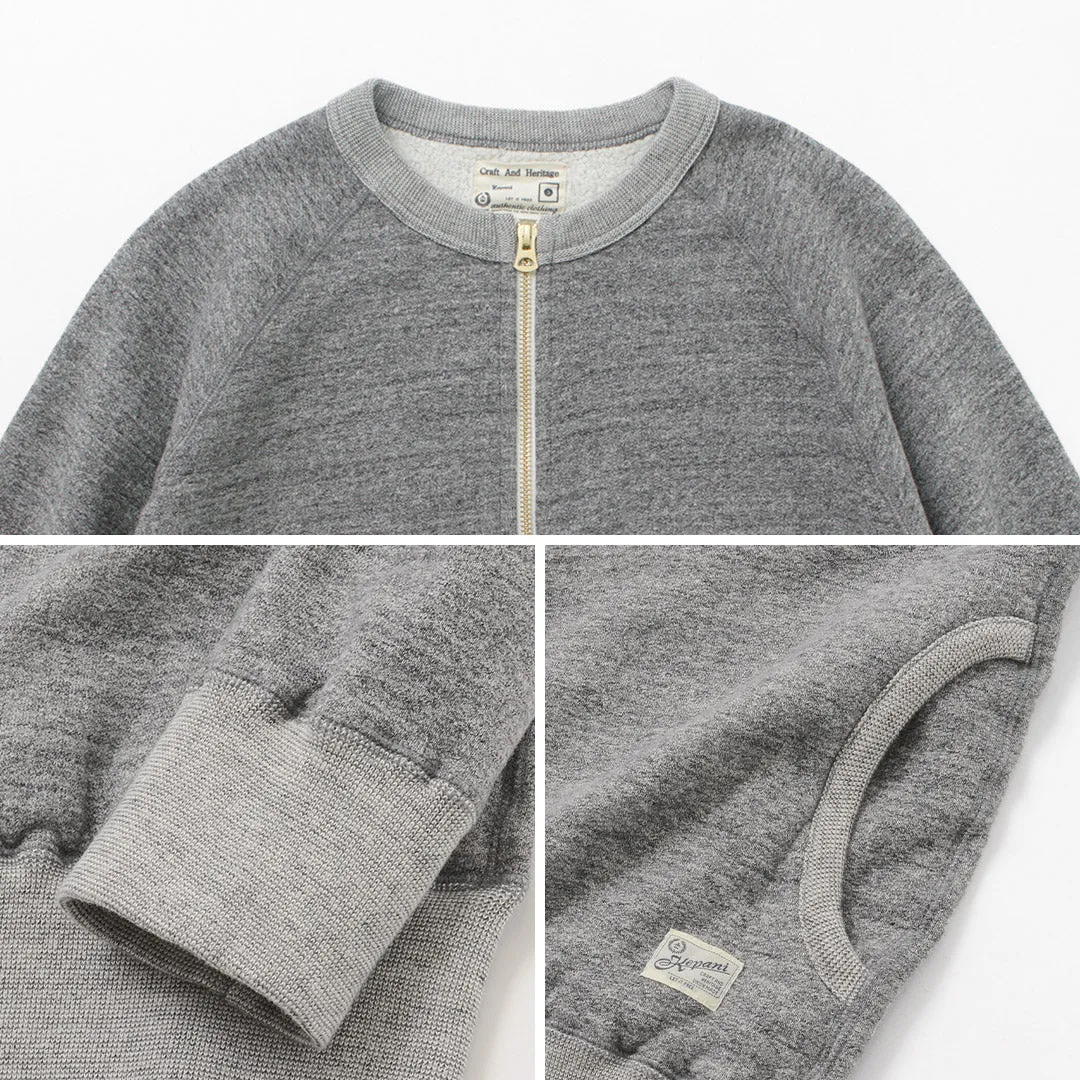 KEPANI / Crew Neck Full Zip Sweat Jacket